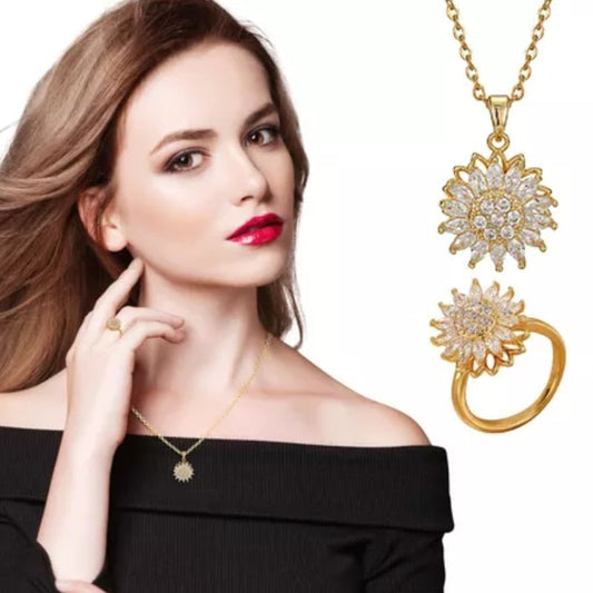 SET GIRASOL DE LUJO : COLLAR Y ANILLO